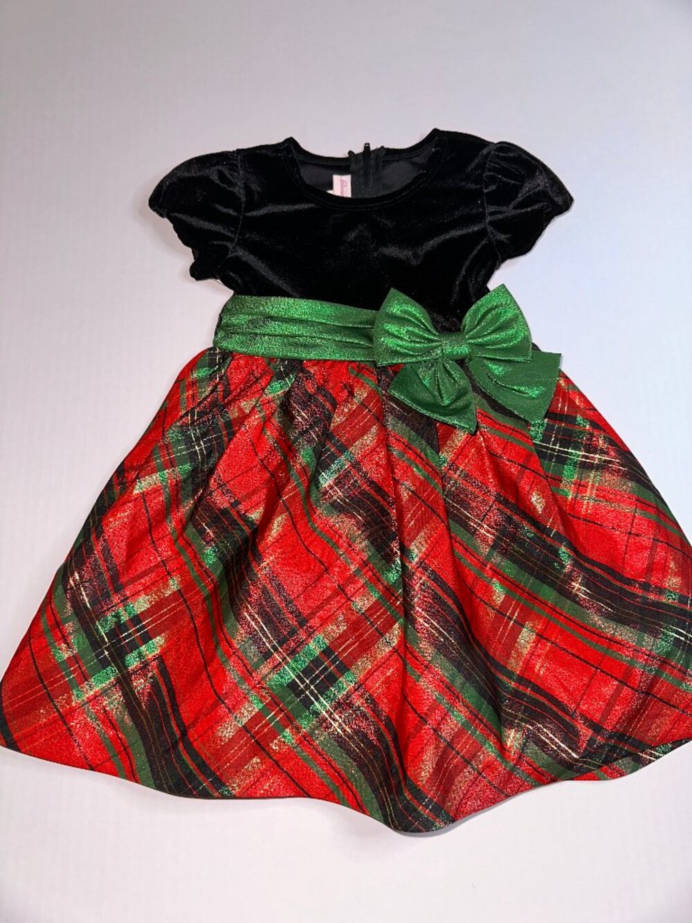 Bonnie Baby Jean Girl's 24m 24 mo Holiday Christmas Plaid Dress Bow Taffeta #737